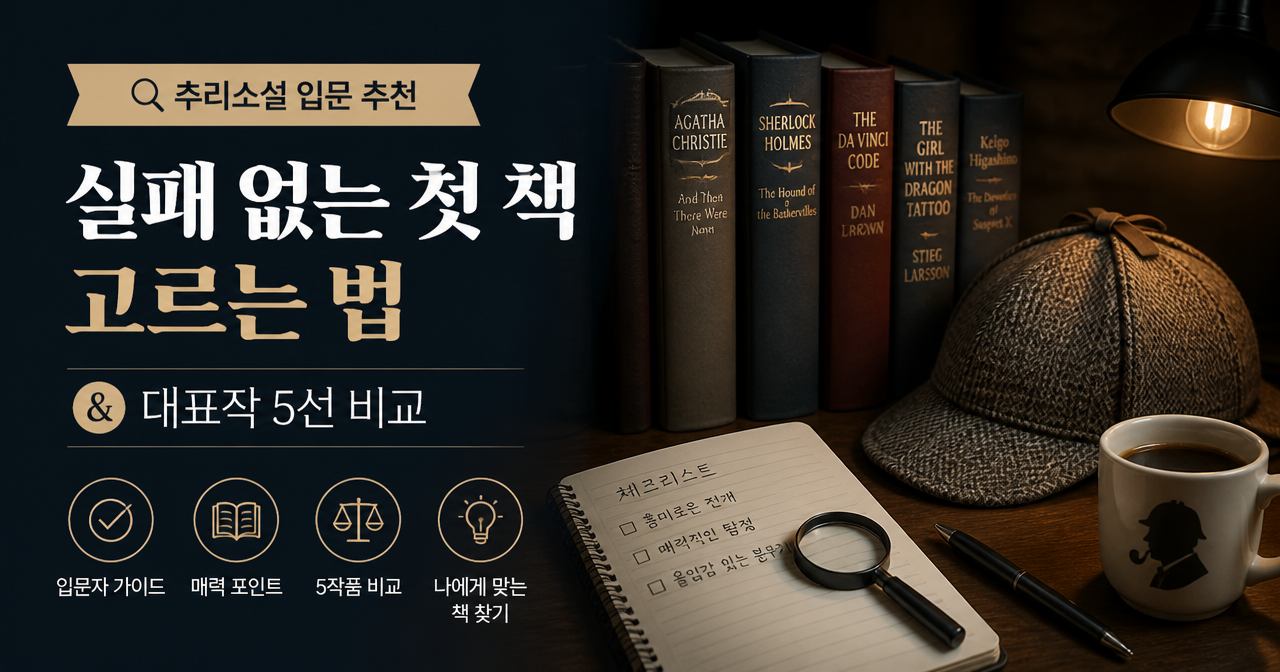 추리소설 입문 추천: 실패 없는 첫 책 고르는 법 & 대표작 5선 비교